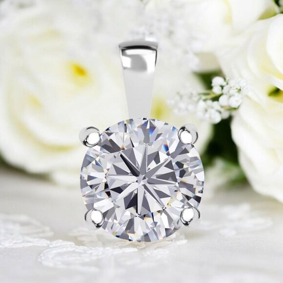 Artisan ✦ Moissanite Ring & Pendant Set ✦ 1.90ctw Rhodium Over Sterling Size 5 - Picture 9 of 14